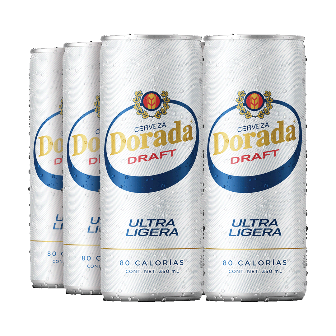 Six Pack Dorada Draft Ultra Ligera en lata.
